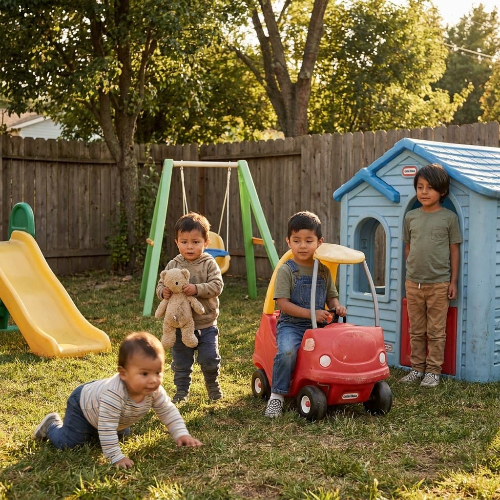 Niños de distintas edades jugando con juguetes Ramsa
