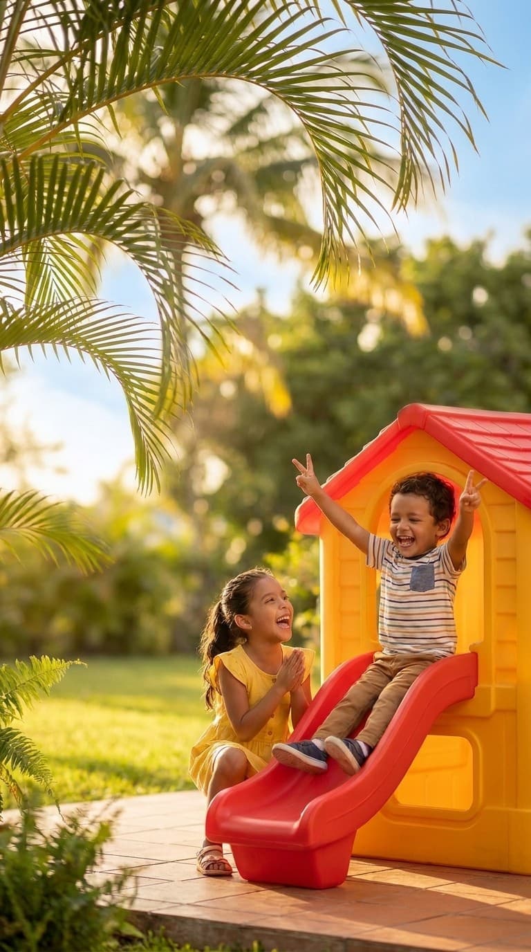Niños jugando con casita club RAMSA — juguetes infantiles en Ecuador